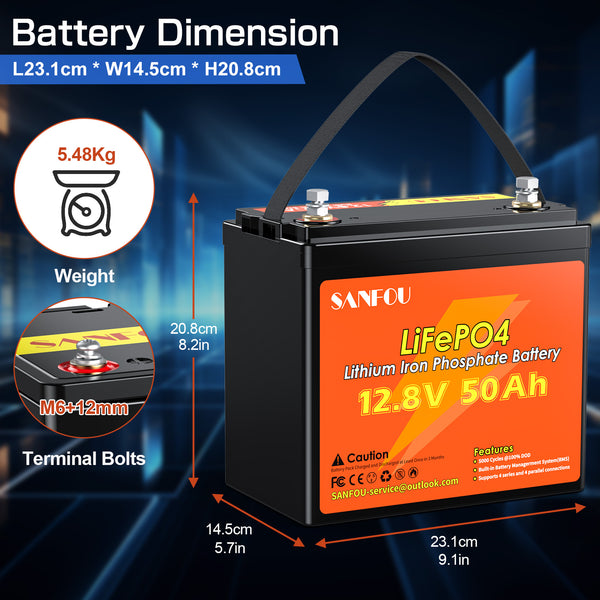 SANFOU 12.8V 50Ah LiFePO4 Battery pack3