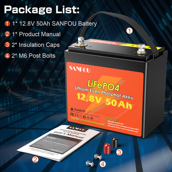 SANFOU 12.8V 50Ah LiFePO4 Battery pack3